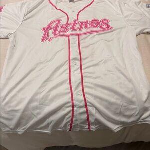 White and Pink Astros Jersey